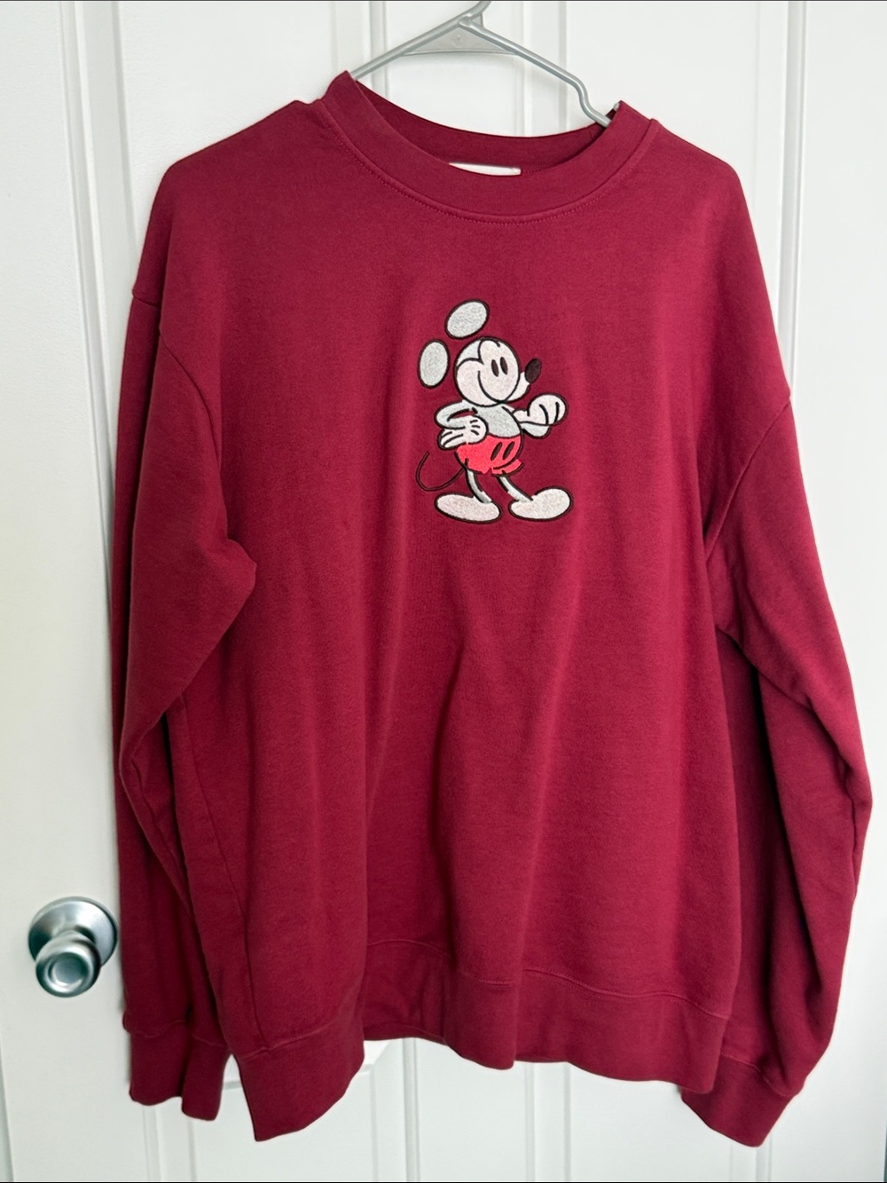 Men's Burgundy MICKEY MOUSE Crewneck Sweater